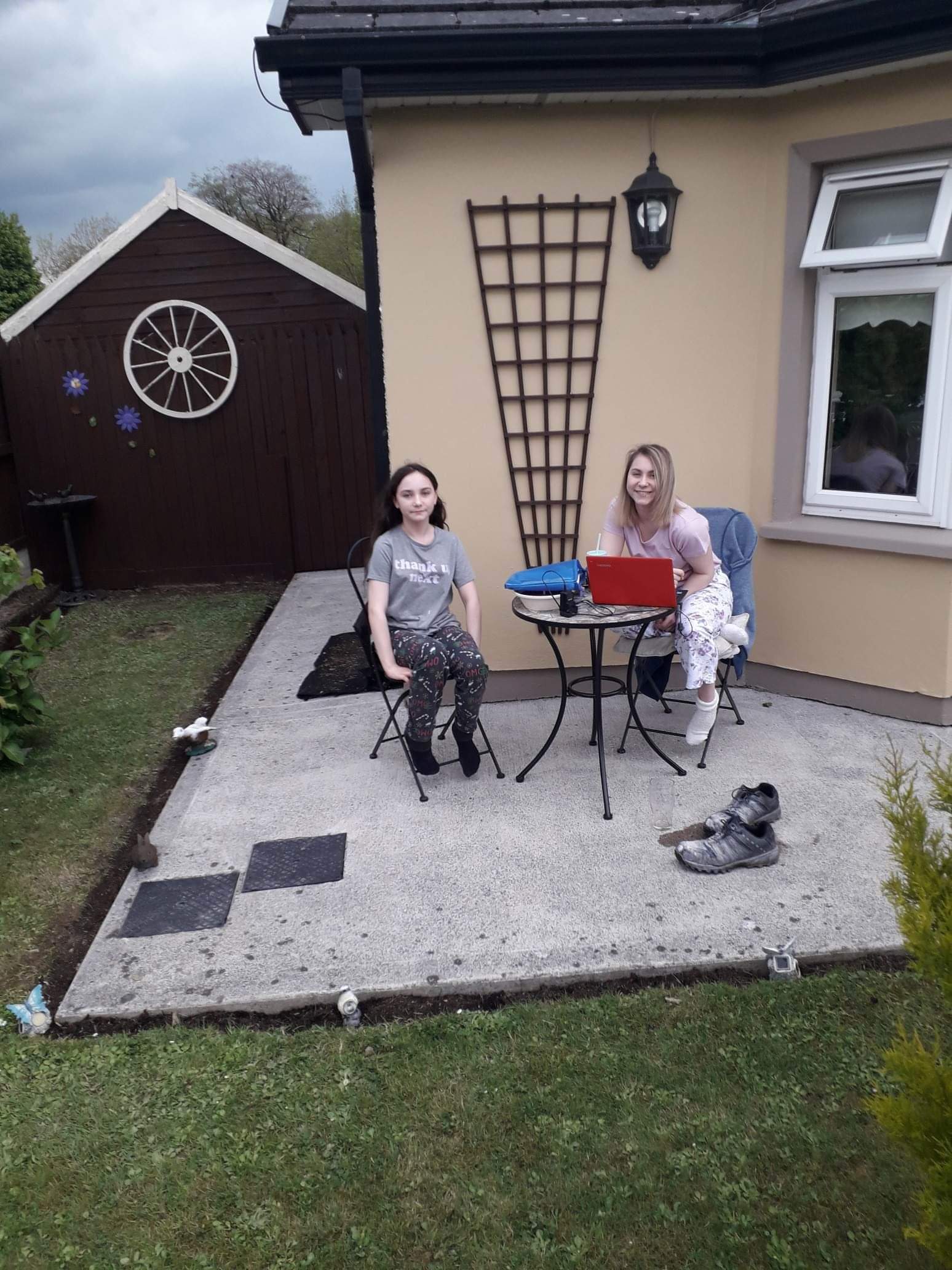 Lucy and Holly keeping their father company on race day from Perthjpeg