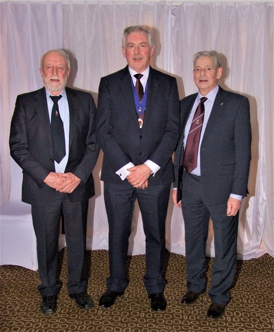 Roger Sutton with President Stephen Beardmore and Secretary Brian Dearn 07 03 22